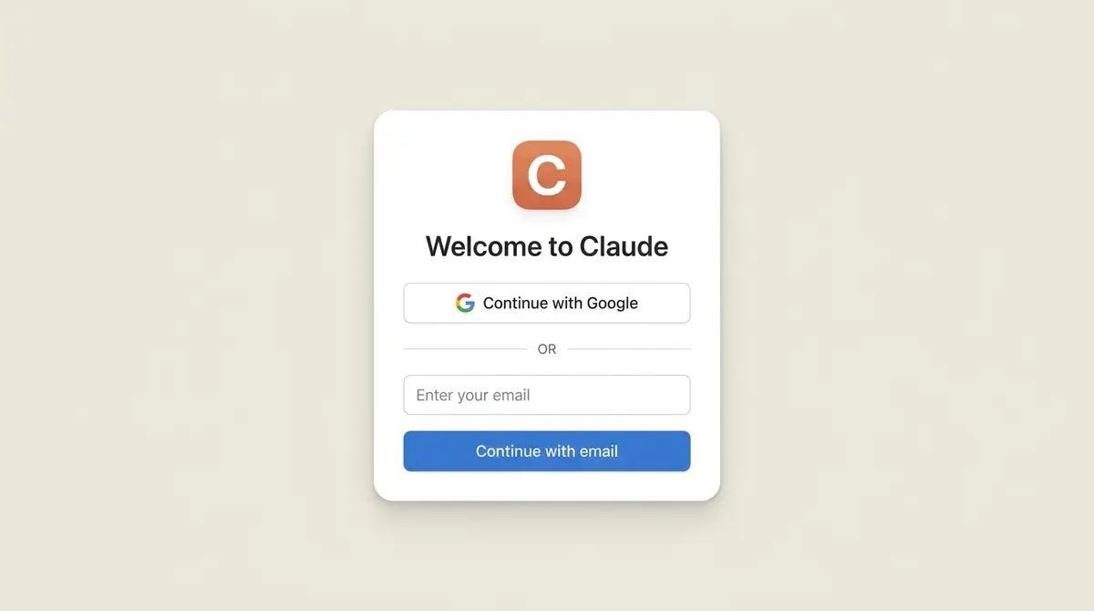 Màn hình đăng ký Claude với 2 lựa chọn: Continue with Google hoặc Continue with email